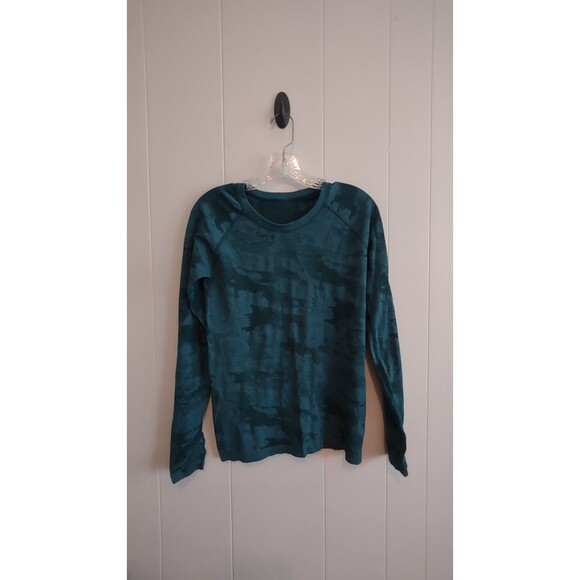 Athleta | Teal Camo Momentum Stretch Active Long Sleeve Top Size Medium - Picture 1 of 2